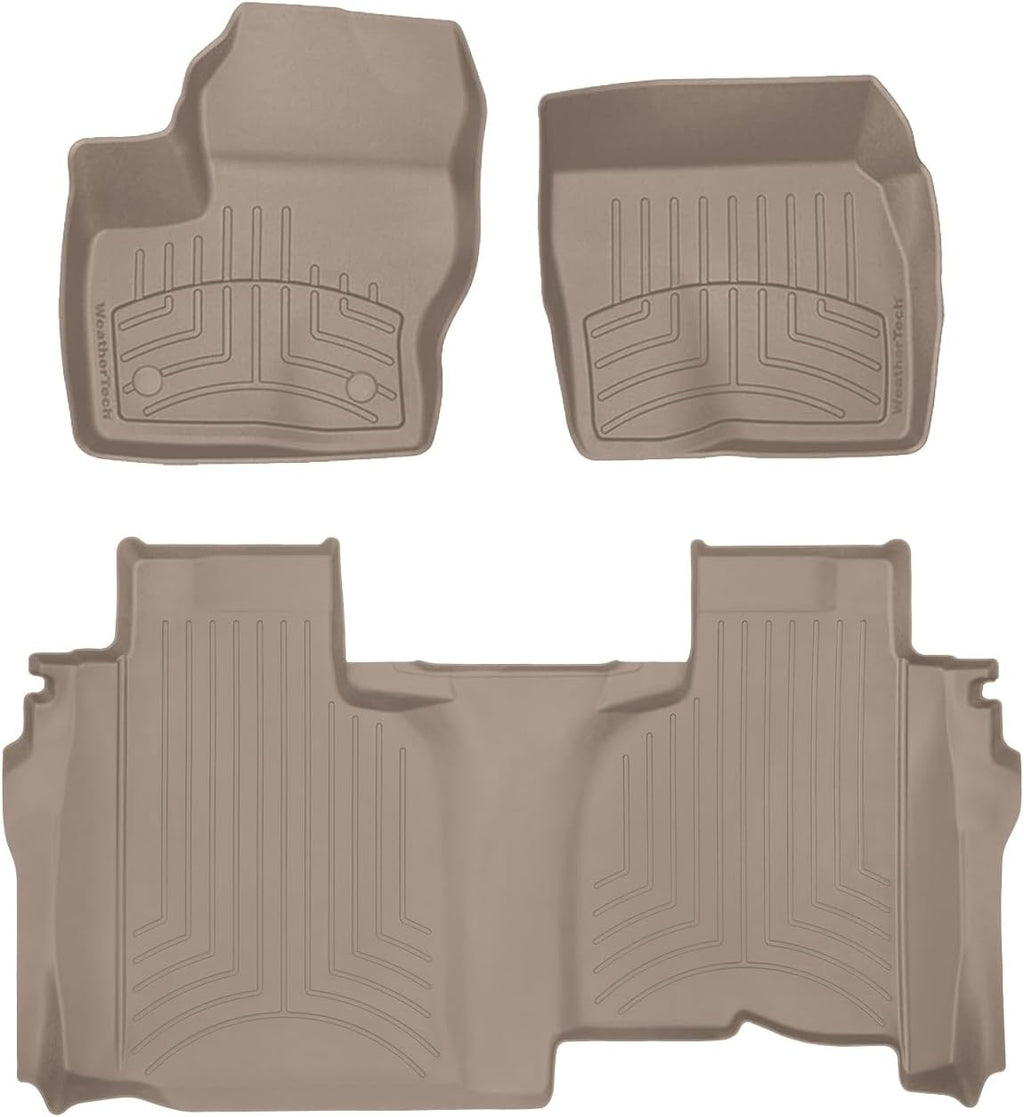WeatherTech FloorLiner HP Custom Fit Floor Mats for Chevrolet Silverado 2500HD/3500HD, Sierra 1500 Limited, Sierra 1500-1st & 2nd Row (451436-1-6IM), Tan
