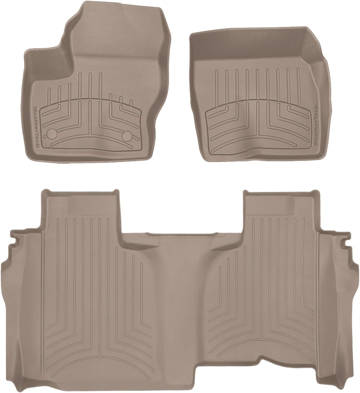 WeatherTech FloorLiner HP Custom Fit Floor Mats for Chevrolet Silverado 2500HD/3500HD, Sierra 1500 Limited, Sierra 1500-1st & 2nd Row (451436-1-6IM), Tan
