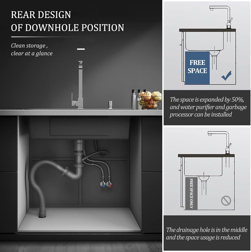 Kitchen Sinks, Multi-Function Bar Prepare Sink with Faucet Kitchen Sink Single Bowl Sink Gray Single Bowl Kitchen Sink (75 * 45Cm