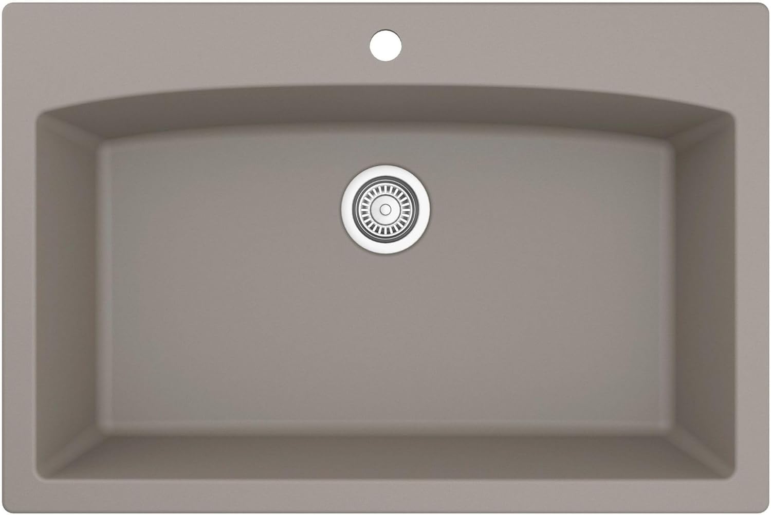 Karran QT-712 33 Inch Drop-In Quartz Composite Single Bowl Kitchen Sink, Top Mount, 1-Hole, Heat & Scratch Resistant, Easy Clean, Grey
