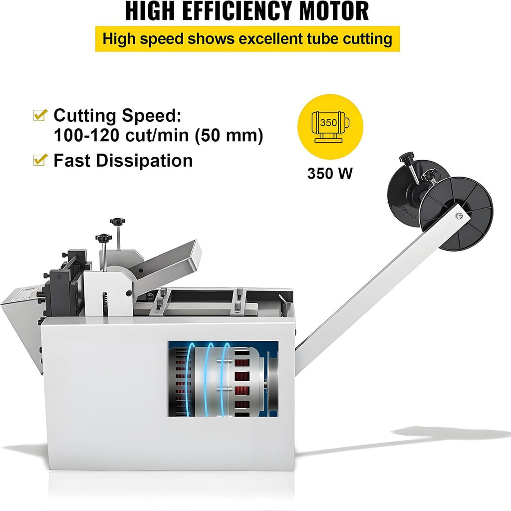 250W Fully Automatic Electric Heat-Shrink Tube Cutting Machine, Microcomputer Control, 15mm Blade Height, 0.1mm Cutting Accuracy, Ideal for Rubber/Plastic Tube, Efficient Cable Cutter