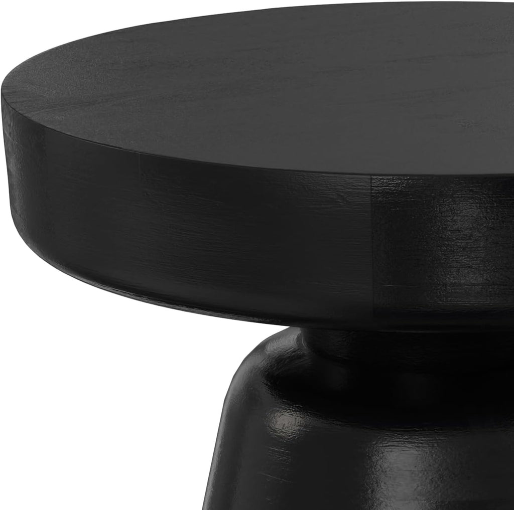 SIMPLIHOME Robbie Accent Table - 16 inch Wide Solid Mango Wood End Table in Black, Boho Contemporary Rustic Side Table for Living Room or Bedroom with Multipurpose Function, Assembled