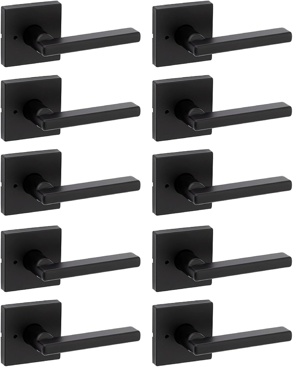 Kwikset Halifax Interior Privacy Door Handle with Lock, Door Lever for Bathroom and Bedroom, Matte Black, Reversible Keyless Turn Lock, with Microban Protection, 10 Pack