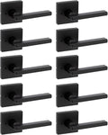Kwikset Halifax Interior Privacy Door Handle with Lock, Door Lever for Bathroom and Bedroom, Matte Black, Reversible Keyless Turn Lock, with Microban Protection, 10 Pack