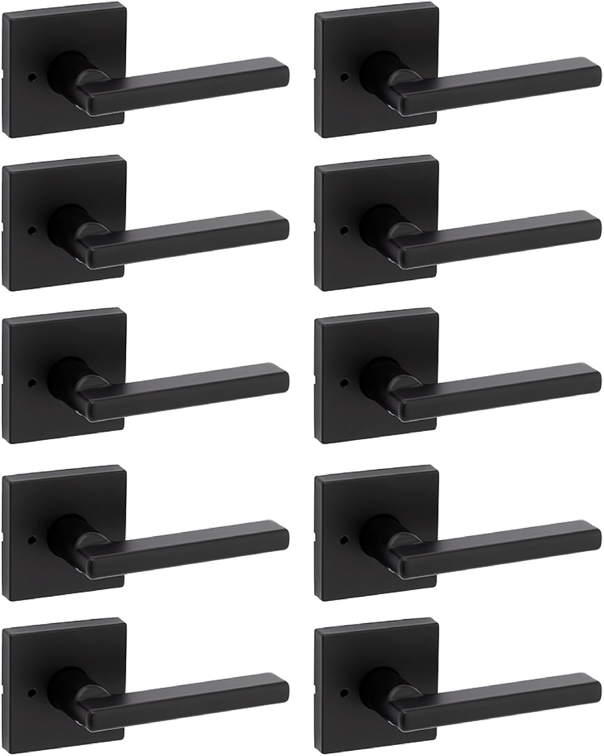 Kwikset Halifax Interior Privacy Door Handle with Lock, Door Lever for Bathroom and Bedroom, Matte Black, Reversible Keyless Turn Lock, with Microban Protection, 10 Pack