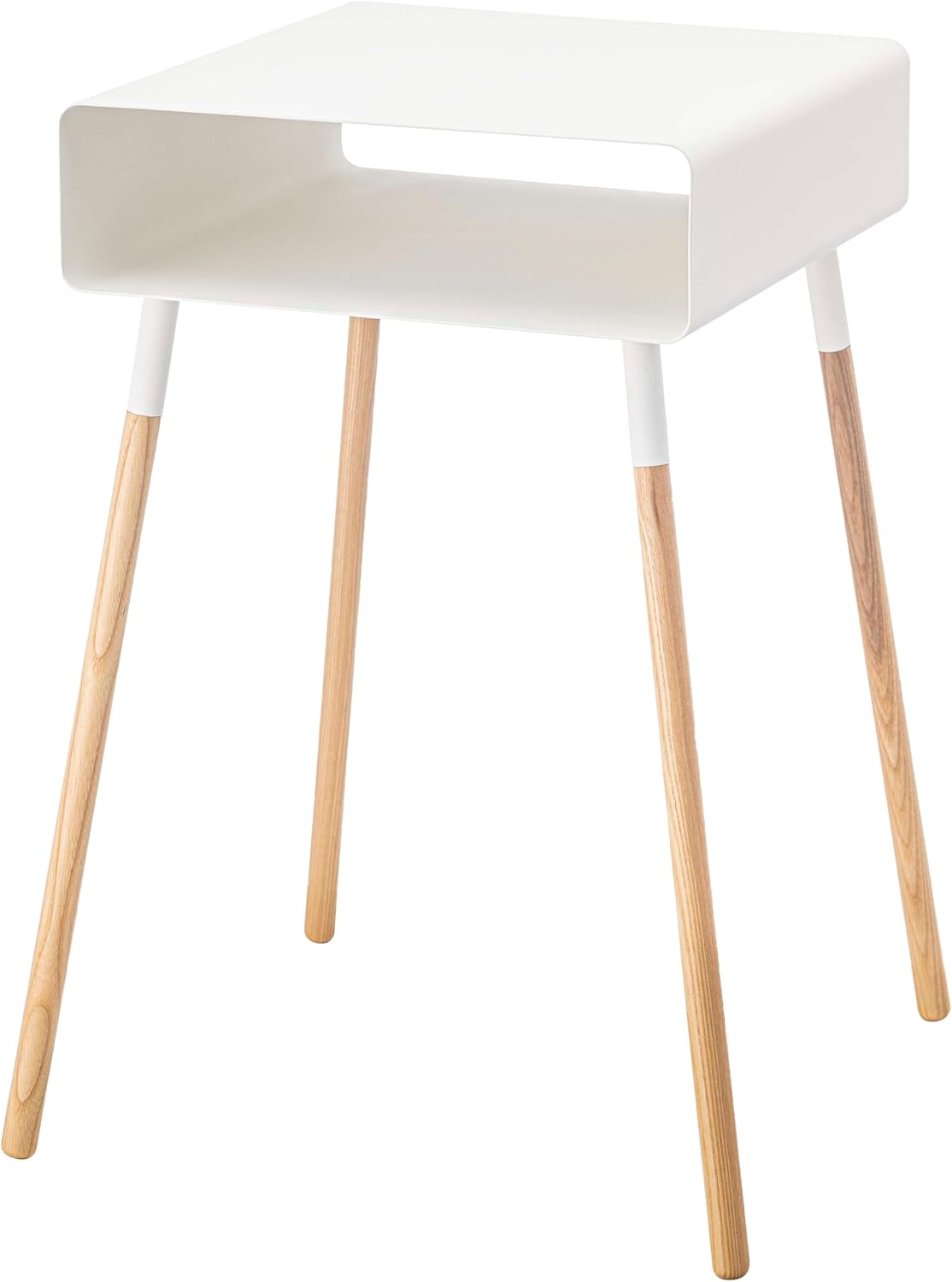 YAMAZAKI Home Plain Side Table with Open Storage Shelf, Rectangular Accent Space Saving Living Room Bedroom Couch End Table - Tall, 23' - Steel + Wood