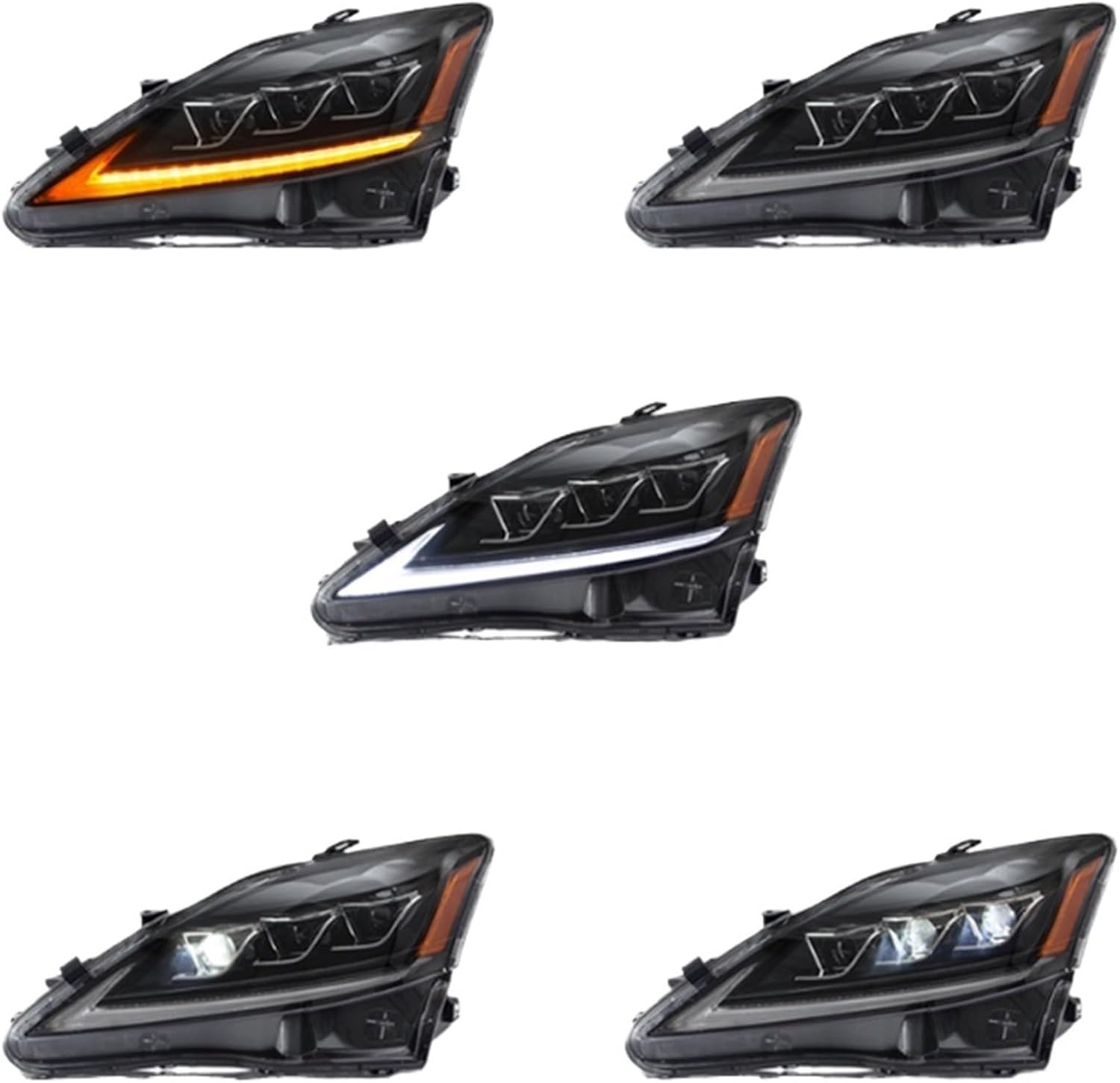 VIDI Car Lights LED Headlights,Compatible With Lexus IS IS250 IS250C IS350 IS350C IS220d 2006-2012, ISF 2008-2014 Sequential Indicator Projector(Left hand Drive)