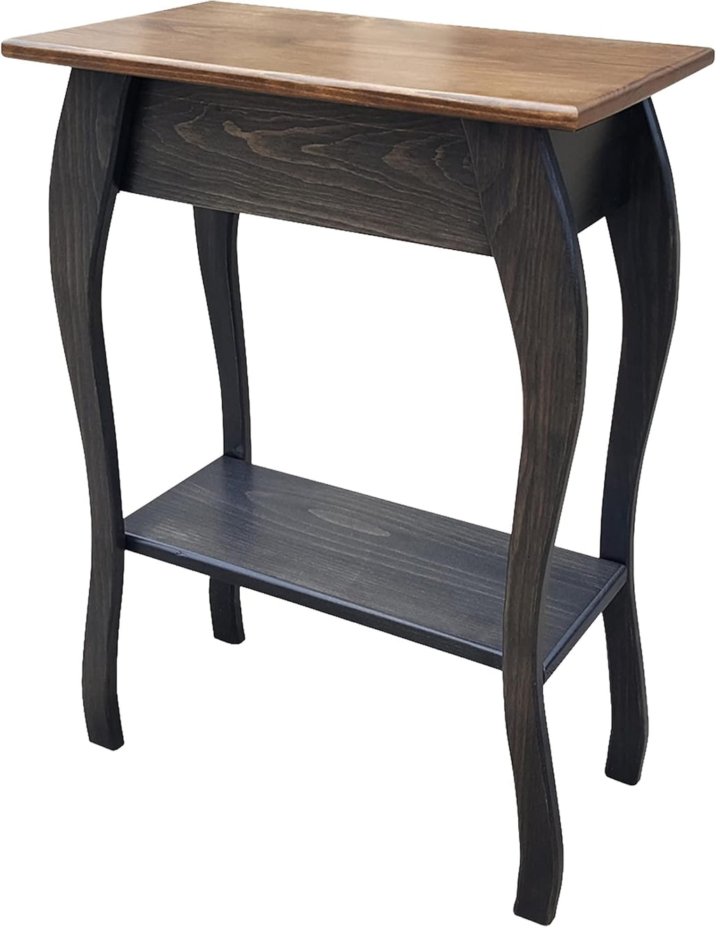 Peaceful Classics Wooden End Table- Amish Handmade Slim Side Table for Living Room, Bedroom, Entry Way, & Hallway, Thin Narrow End Table with 2-Tiered Shelves for Display & Storage, Mocha
