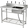 47x20x37 Inch Commercial Stainless Steel Utility basin - Single Compartment with Faucet & Base Frame, Adjustable Legs & Storage Shelf, Freestanding Prep basin for Kitchen or Garage
