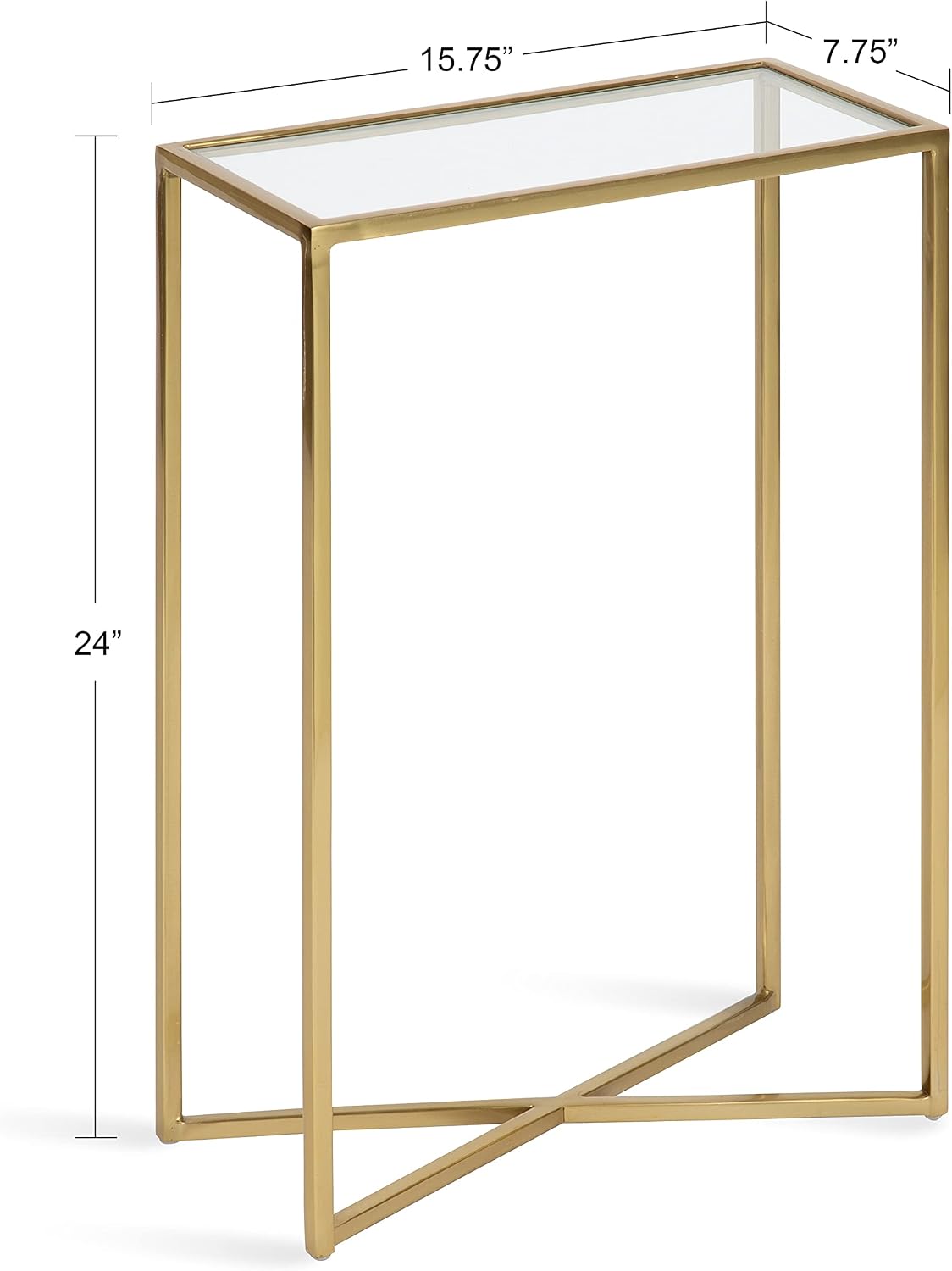 Kate and Laurel Jaspur Modern Slim Side Table, 16 x 8 x 24, Gold, Decorative Glam End Table for Use as Narrow Bedroom Nightstand or Living Room Accent