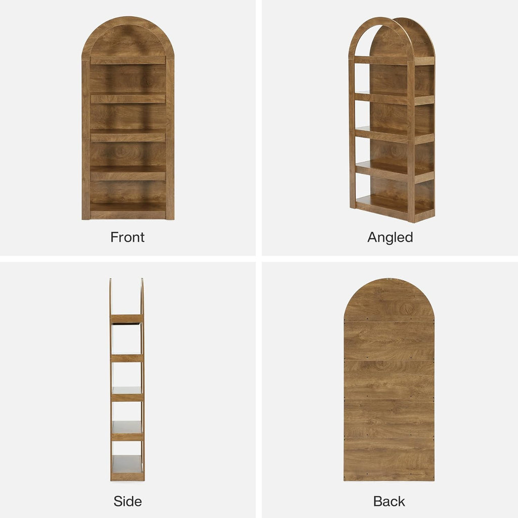 Tribesigns 5-Tier Arched Bookshelf, 71' Tall Farmhouse Bookcase Arch-Shaped Racks (2)