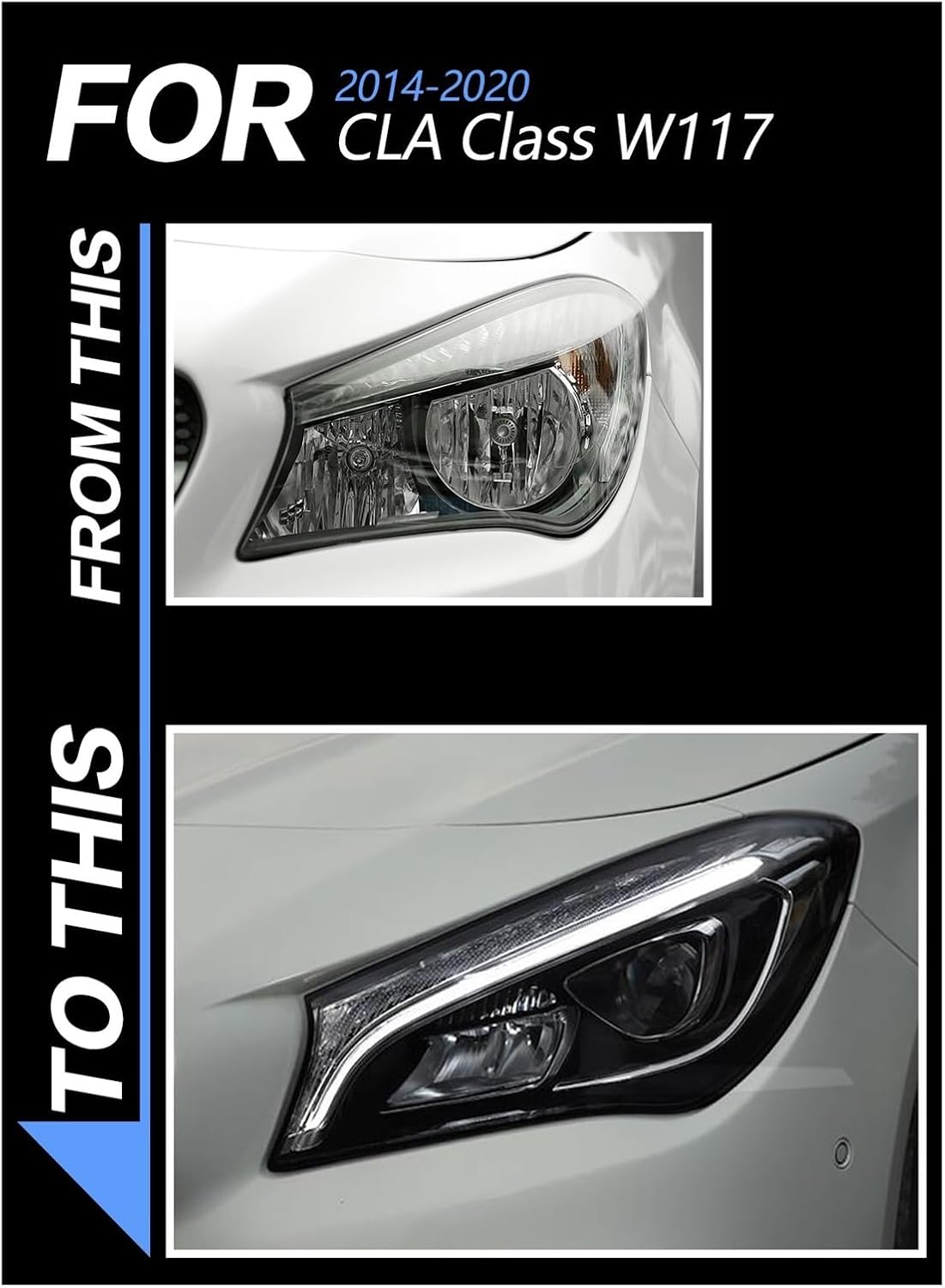 Car Lights Compatible With W117 2014-2020 CLA 220 CLA45 CLA260 LED Auto Headlight Assembly Upgrade High Configure Signal Lamp Accessories(For Original Halogen)