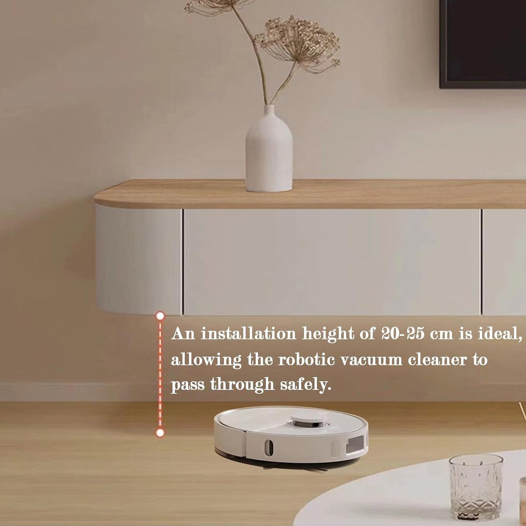 94 inch Floating TV Stand Wall Mounted TV Cabinet Floating Shelves with Door Entertainment Media Console Solid Wood Modern Living Room Round Corner TV Stand (White+LED, 240CM)