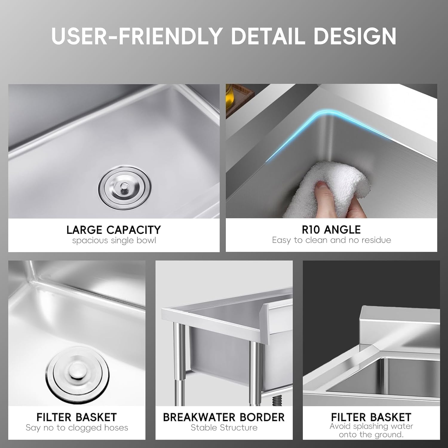 Stainless Steel Kitchen basin – 2.0 Series, Durable & Corrosion Resistant, Single/Triple Bowl, Easy-to-Clean, Compact – For Home, Restaurant, Bar, Laundry, Food Truck