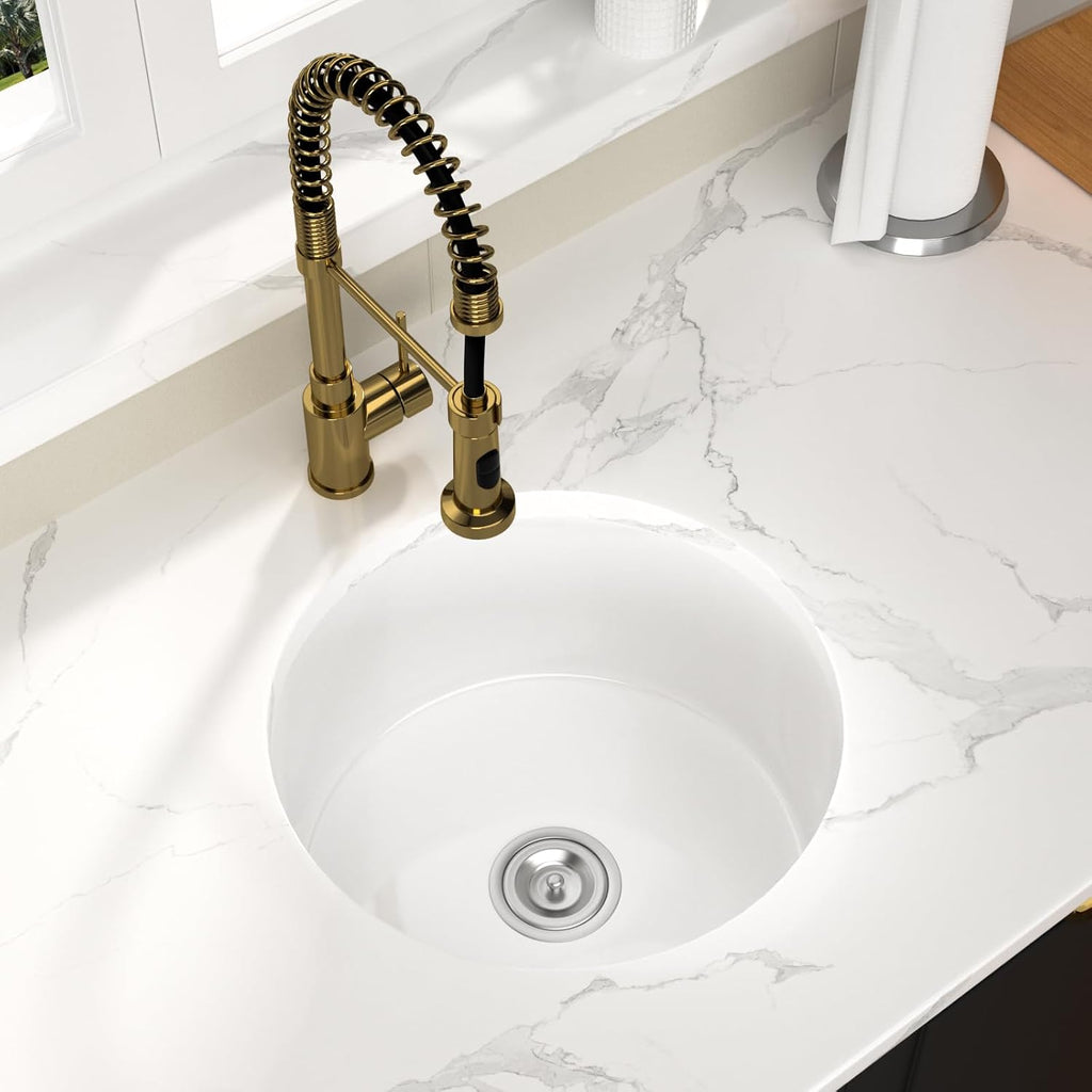 18 Undermount Bar Sink 18 x18 Inch Round bar Sinks Under Counter Sinks Whit Ceramic Bar Sink With Overflow