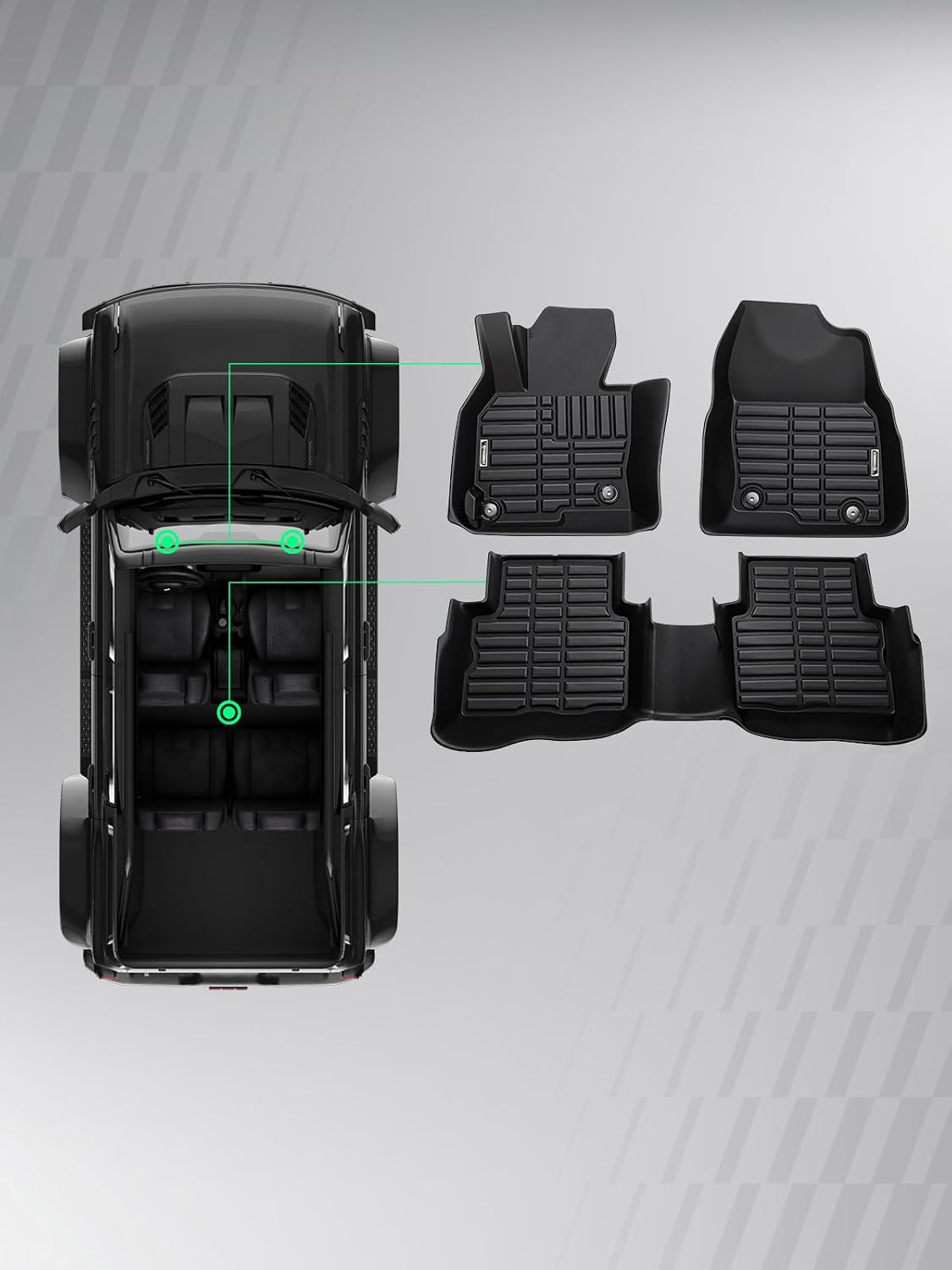 YHTAUTO Floor Mats Fit 2017-2025 Mazda CX-5, TPE All Weather Car Mats Waterproof Anti-Slip Odorless Floor Liner, Interior Accessories, 1st & 2nd Row, Set of 3