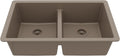 Karran 32' Quartz Composite Undermount Double Bowl Kitchen Sink with Low Divider – 50/50 Equal Bowl, 80% Natural Quartz, 535°F Heat Resistant, Sound Dampening, Concrete Color, QU-810