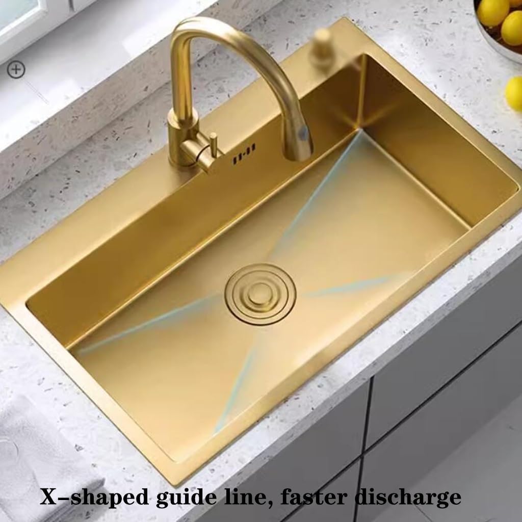 Single Bowl Kitchen Sink with Faucet Drain Hotel Restaurant Bar Sink Commercial Apartment Sink (75 * 45Cm