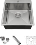 Lordear 18x18 Bar Sink Drop In 16 Gauge T304 Small Kitchen Sink Topmount Bar Prep Island Sink Single Bowl Kitchen Sinks Outdoor Sink 18'