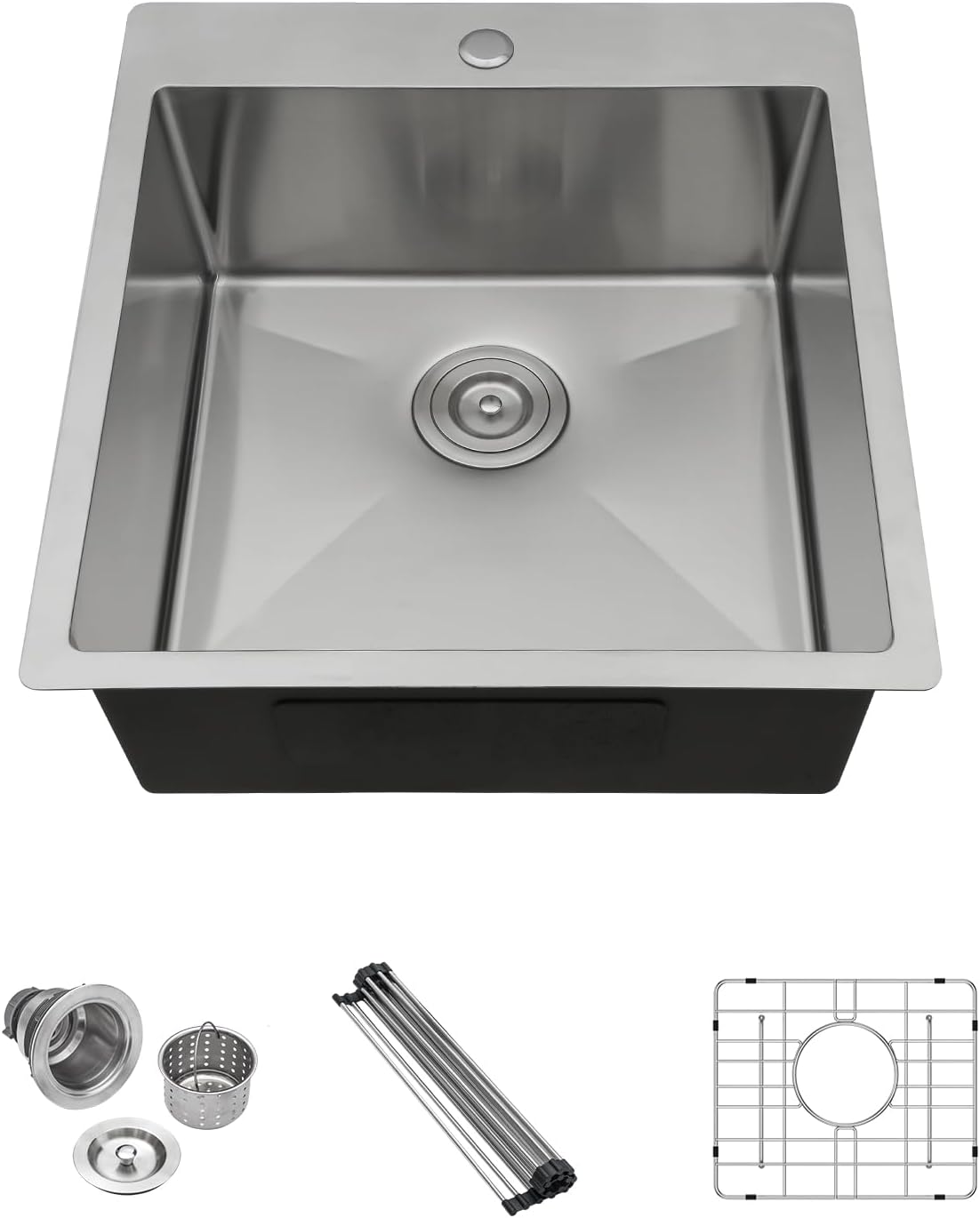 Lordear 18x18 Bar Sink Drop In 16 Gauge T304 Small Kitchen Sink Topmount Bar Prep Island Sink Single Bowl Kitchen Sinks Outdoor Sink 18'