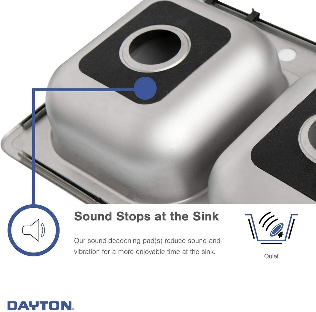 Dayton Stainless Steel 33' x 19' x 6-7/16', 5-Hole Equal Double Bowl Drop-in Sink
