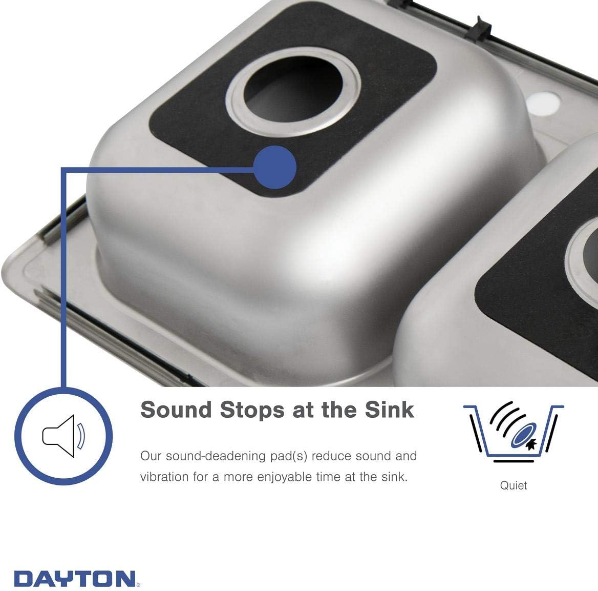 Dayton Stainless Steel 33' x 19' x 6-7/16', 5-Hole Equal Double Bowl Drop-in Sink