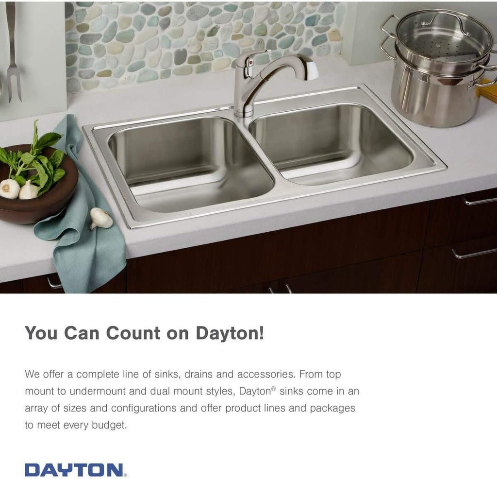 Elkay D233194 Dayton Equal Double Bowl Drop-in Stainless Steel Sink 33 x 19 x 6.5