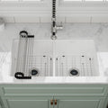32 Inch White Undermount Kitchen Sink, 32'x19'x10' Fireclay Porcelain Sink, 50/50 Double Bowl Ceramic Kitchen Sinks Large Basin