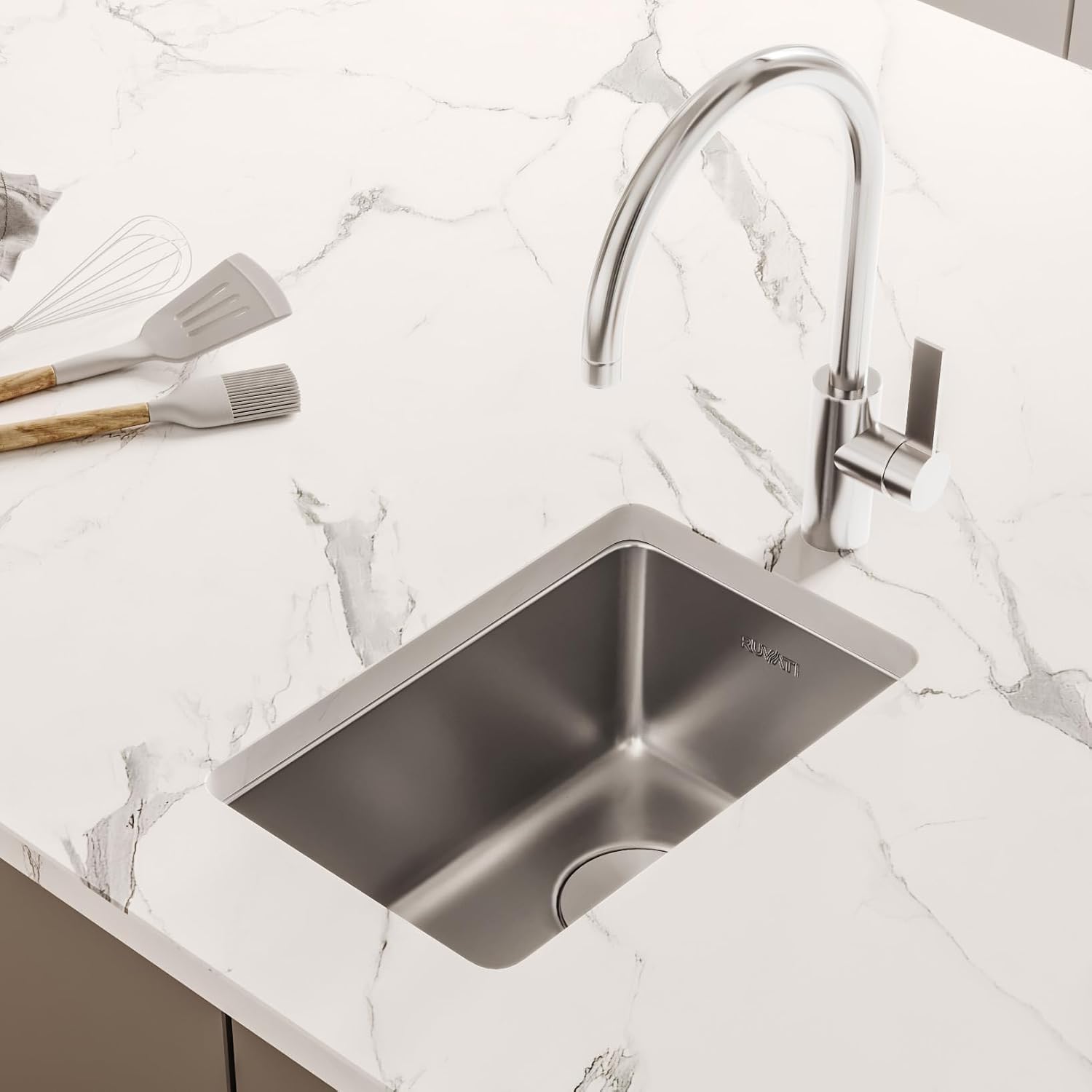 Ruvati 15-inch Undermount Bar Prep Kitchen Sink - 16 Gauge Stainless Steel Kitchen Sink Single Bowl with Brushed Finish hides scratches, Easy-to-Clean Undermount Sink - RVM5815
