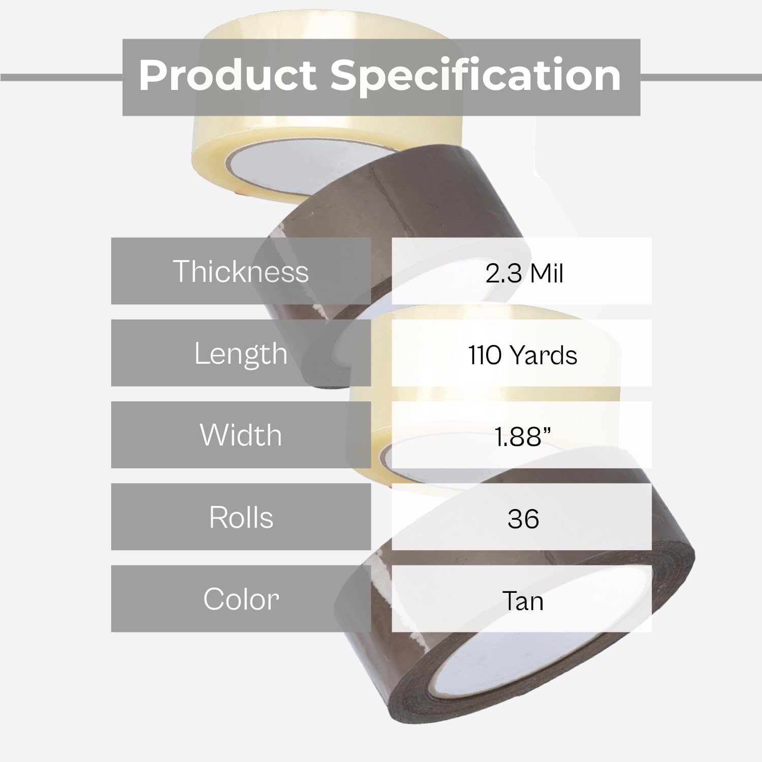 PSBM Brown Packing Tape, 36 Rolls 2.3 Mil 1.88 Inch 110 Yards Per Roll, Heavy Duty Tape for Packaging, Shipping, Moving & Sealing