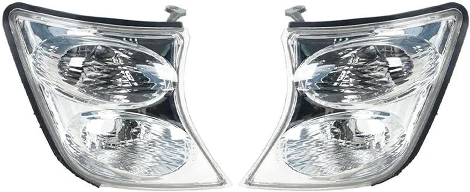Car Front Bumper Headlight Side Marker Corner Turn Signal Light Lamp No Bulb For Nissan For Patrol Y61 2001 2002 2003 2004 Wing Mirror Indicator(White Right)(White 1pair)