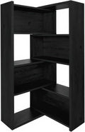 Expandable 3-in-1 Convertible Bookcase with Adjustable Width, Corner & Straight Shelf Design, 4-Tier Modern Storage Organizer, Space-Saving (Black, 23.6' × 11.8' × 63.0')