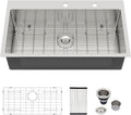 32 Inch Drop In Kitchen Sink Logmey 32x18x9 Inch Topmount Sinks 16-Gauge Stainless Steel Single Bowl Kitchen Sink