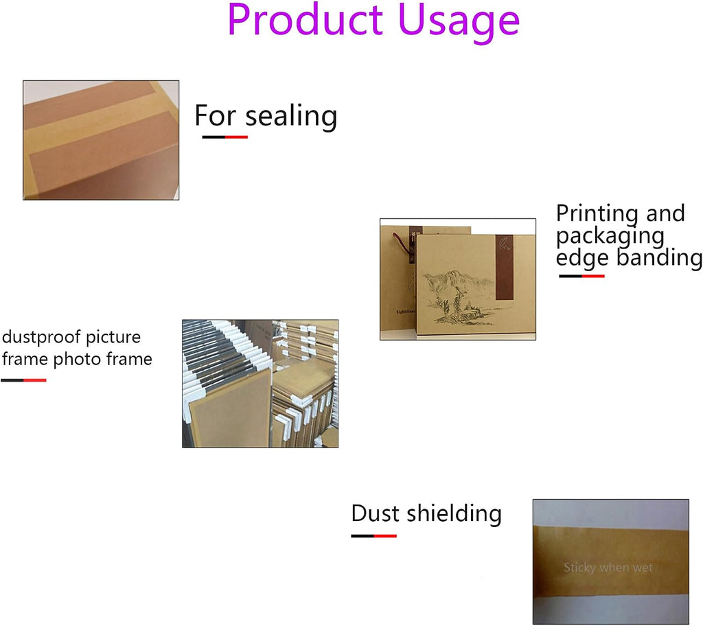 FixtureDisplays® 6 Rolls of Water Activated Reinforced Brown Kraft Paper Tape DIY Craft Box Packaging Sealing Tape 3' Wide 150 feet 1.5' Core 15723-6PK-1D