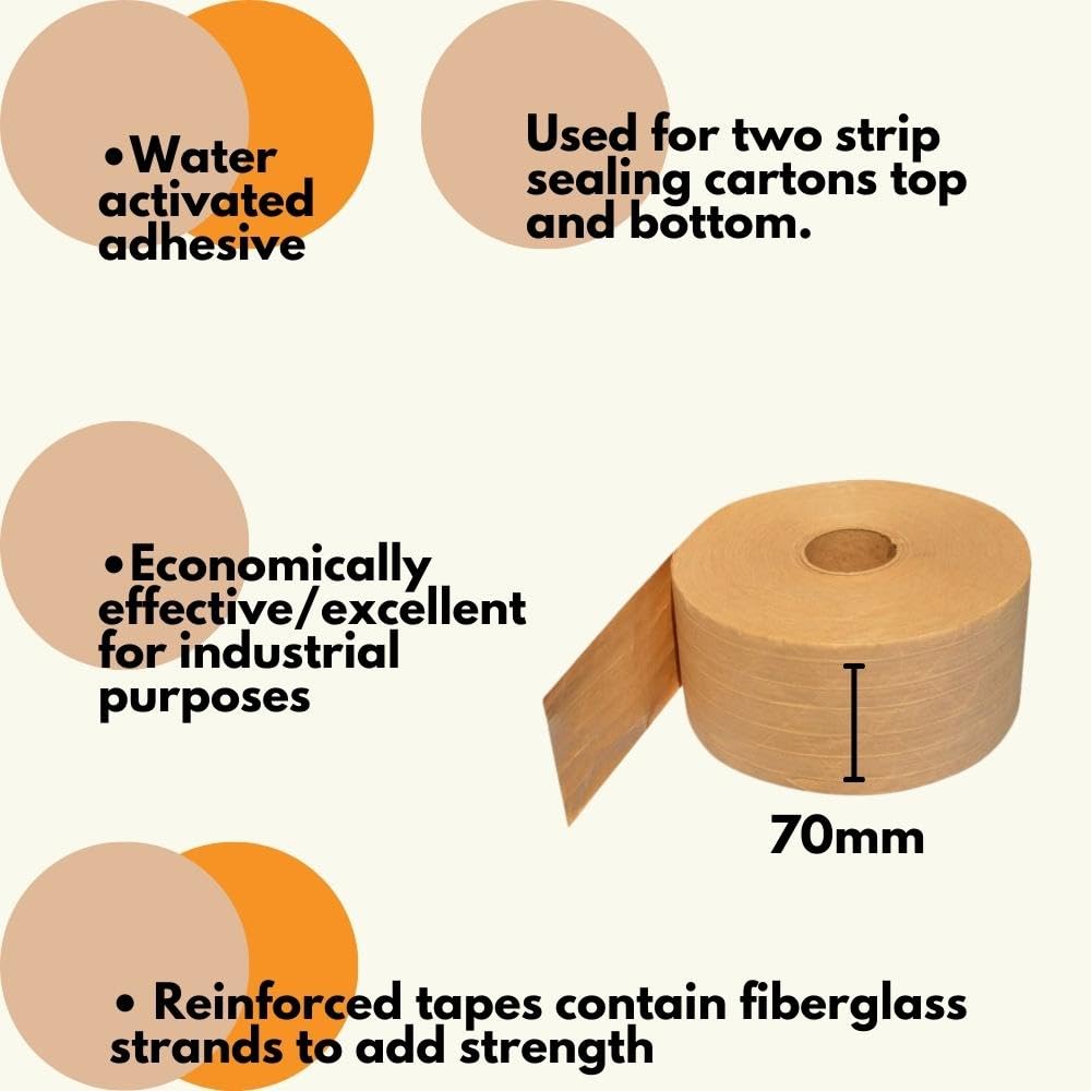 Wolverine 3.0 Brown Kraft Paper Packing Tape, 10 Pack, 2.75 Inch x 450 Feet, 5.5 Mil, Water Activated Gum Tape with Fiberglass Reinforced Strands