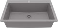 Karran 33' Drop-In Top Mount Quartz Composite Single Bowl Kitchen Sink in Grey – Extra Deep 9' Basin, Heat Resistant, Sound Dampening, Easy Clean Surface