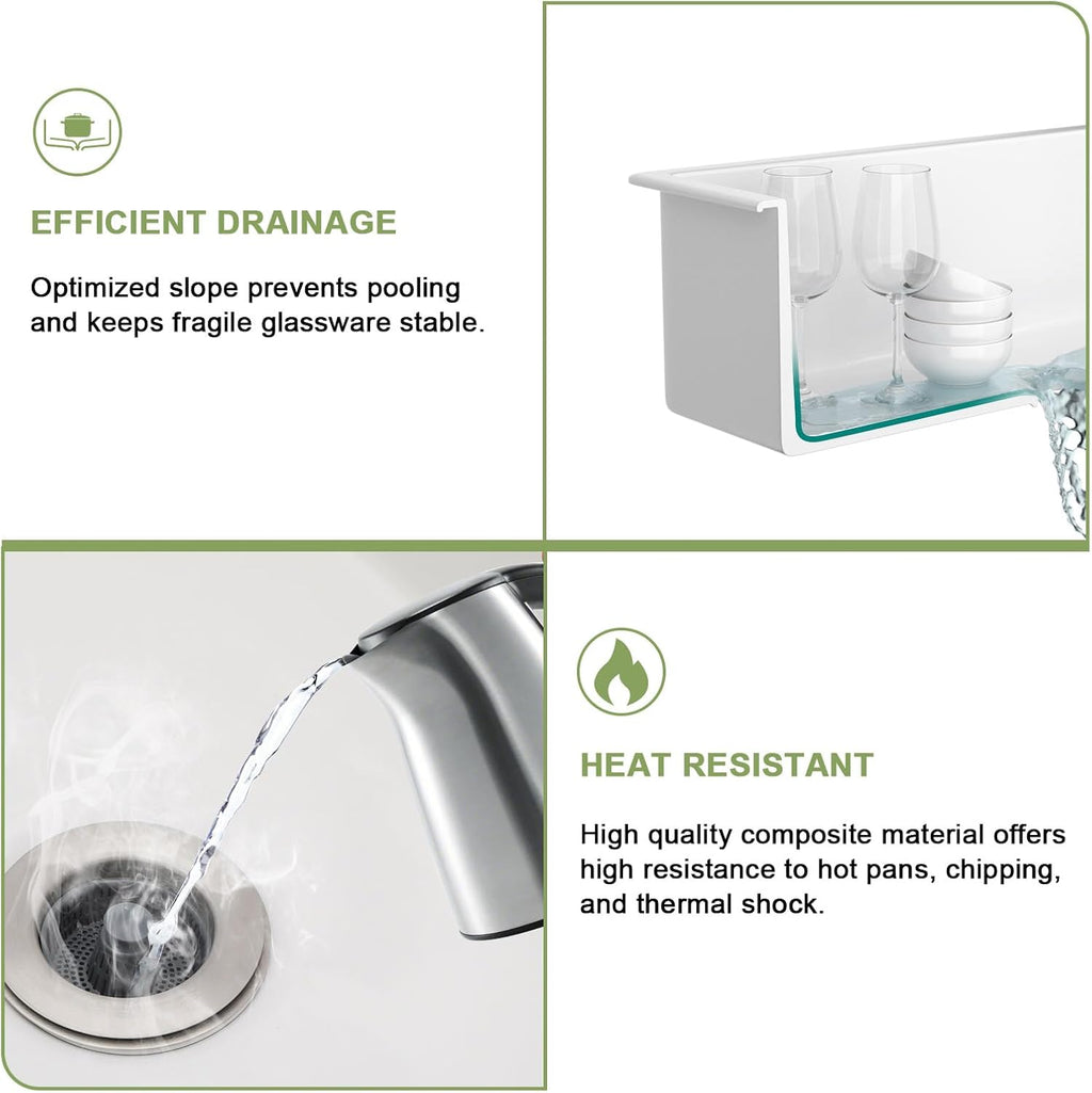 32 Inch White Undermount Kitchen Sink, 32'x19'x10' Fireclay Porcelain Sink, 50/50 Double Bowl Ceramic Kitchen Sinks Large Basin