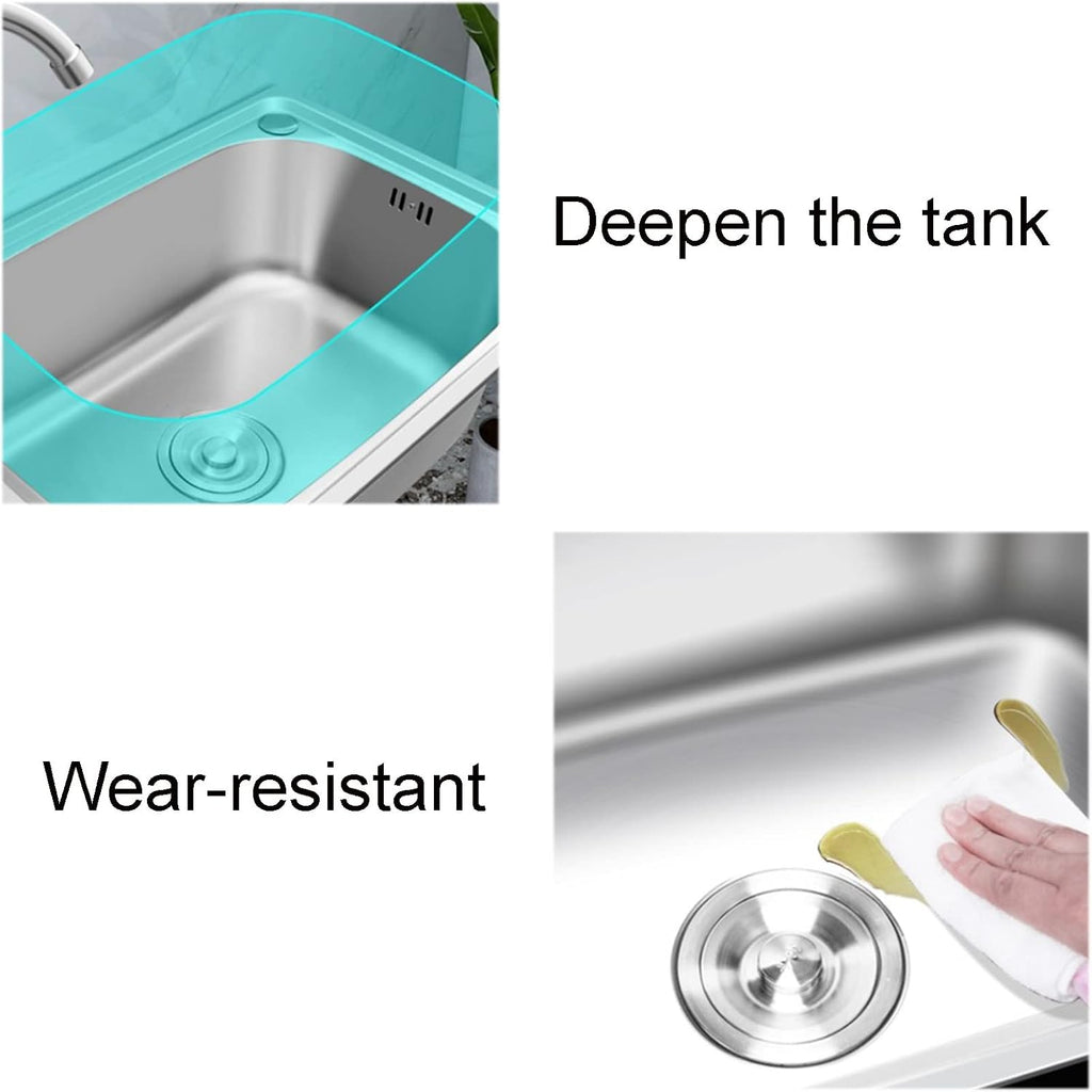 Single Bowl Stainless Steel Commercial Kitchen Sink, Free Standing Utility Sink Single Bowl Rectangle Wash Vegetable Basin For Garage Restaurant Laundry Room Outdoor ( Color : With faucet (With