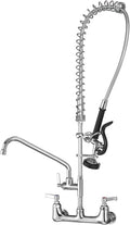 Commercial Faucet with Sprayer for Kitchen Staff: 43 Inches Commercial Faucet Pre Rinse Sprayer 8 inch Center Wall Mount Kitchen with 12 inch Add on Spout