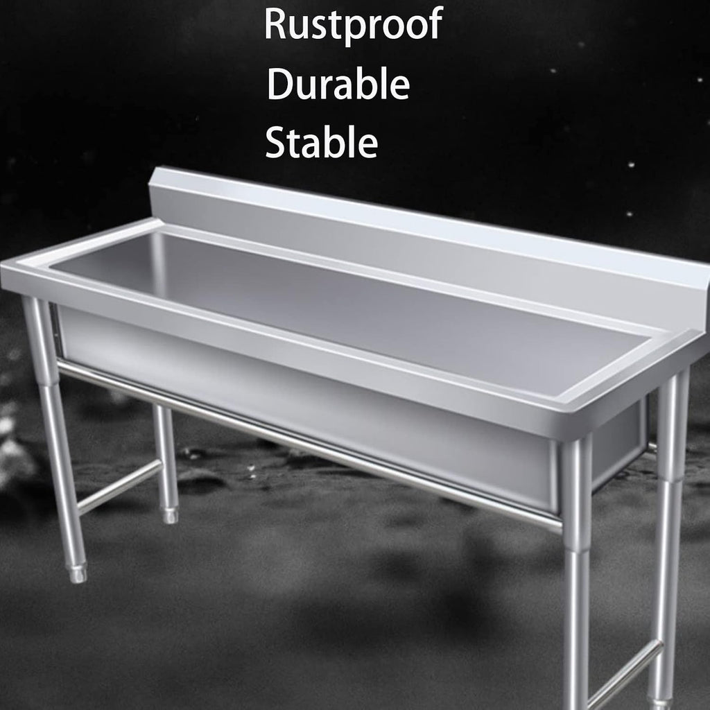 Free Standing Stainless-SteeSingle Bowl,Utility Sink Single Bowl Stainless Steel Commercial Kitchen Sink with,for Laundry Backyard Garage Camping Portable (Size : 60cm/23.6in) (60cm/23.6in)