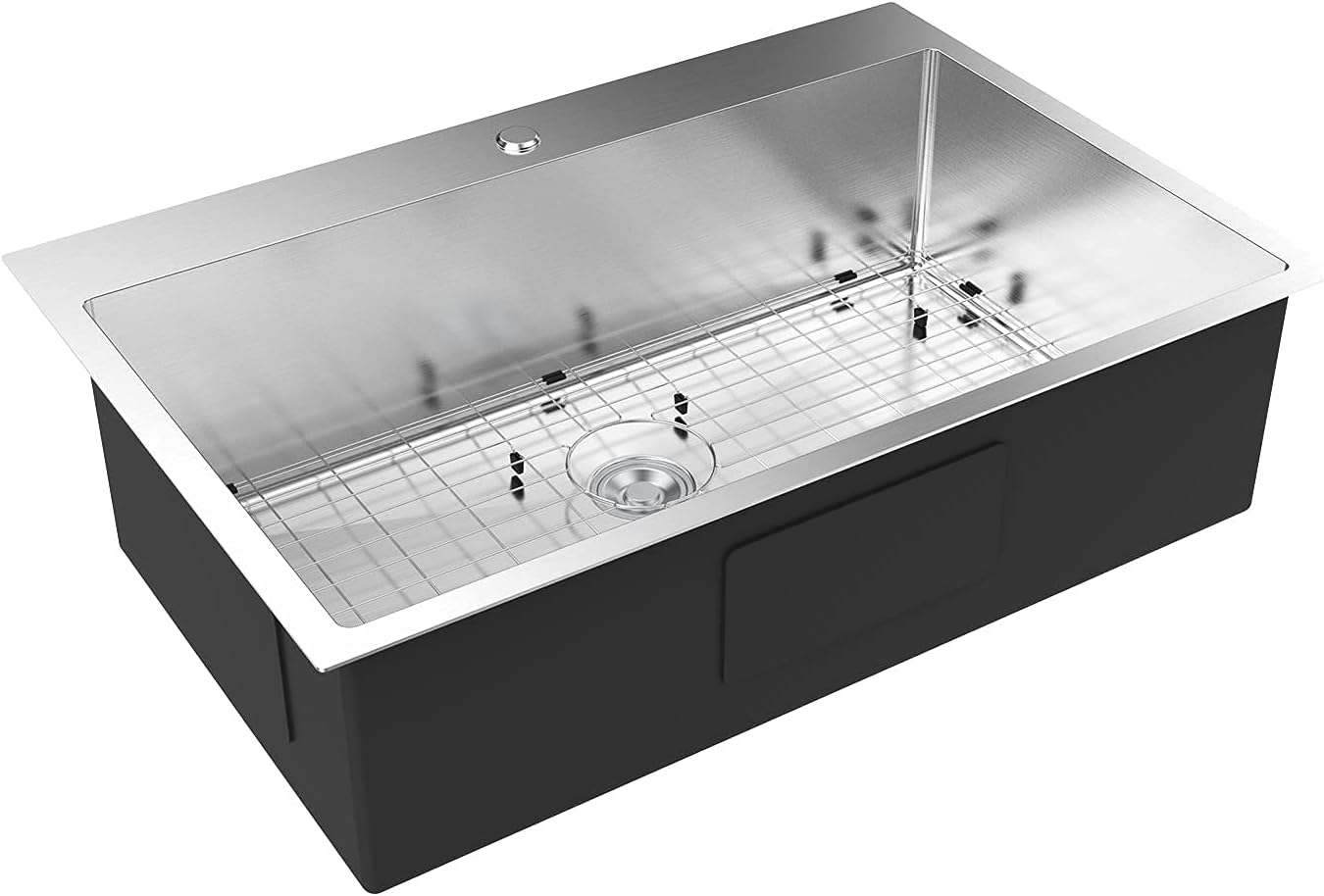 Bonnlo 32 Inch Top mount Kitchen Sink Drop-in, Farmhouse Kitchen Sink with Sink Protector 18 Gauge, Workstation Sink, 304 Stainless Steel Single Bowl Sinks for RV, Travel Trailer, Garage, 32x22x9