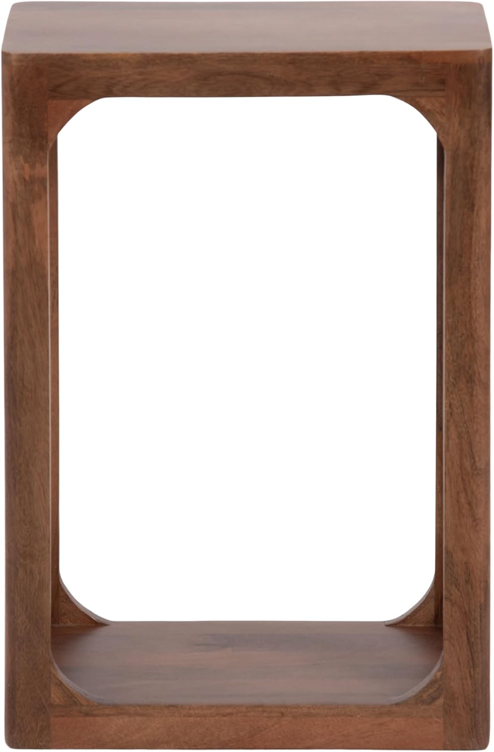 Kate and Laurel Dahl Modern Slatted Wooden Slim Side Table; 16 x 8 x 24; Walnut Brown; Transitional Wood Narrow End Table for Use as Living Room Plant Stand or Small Bedroom Nightstand