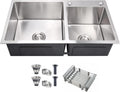 32' x 18' Drop-in/Topmount Double Bowl Kitchen Sink, Nano-Coated 304 Stainless Steel Kitchen Sink with Drain and Overflow
