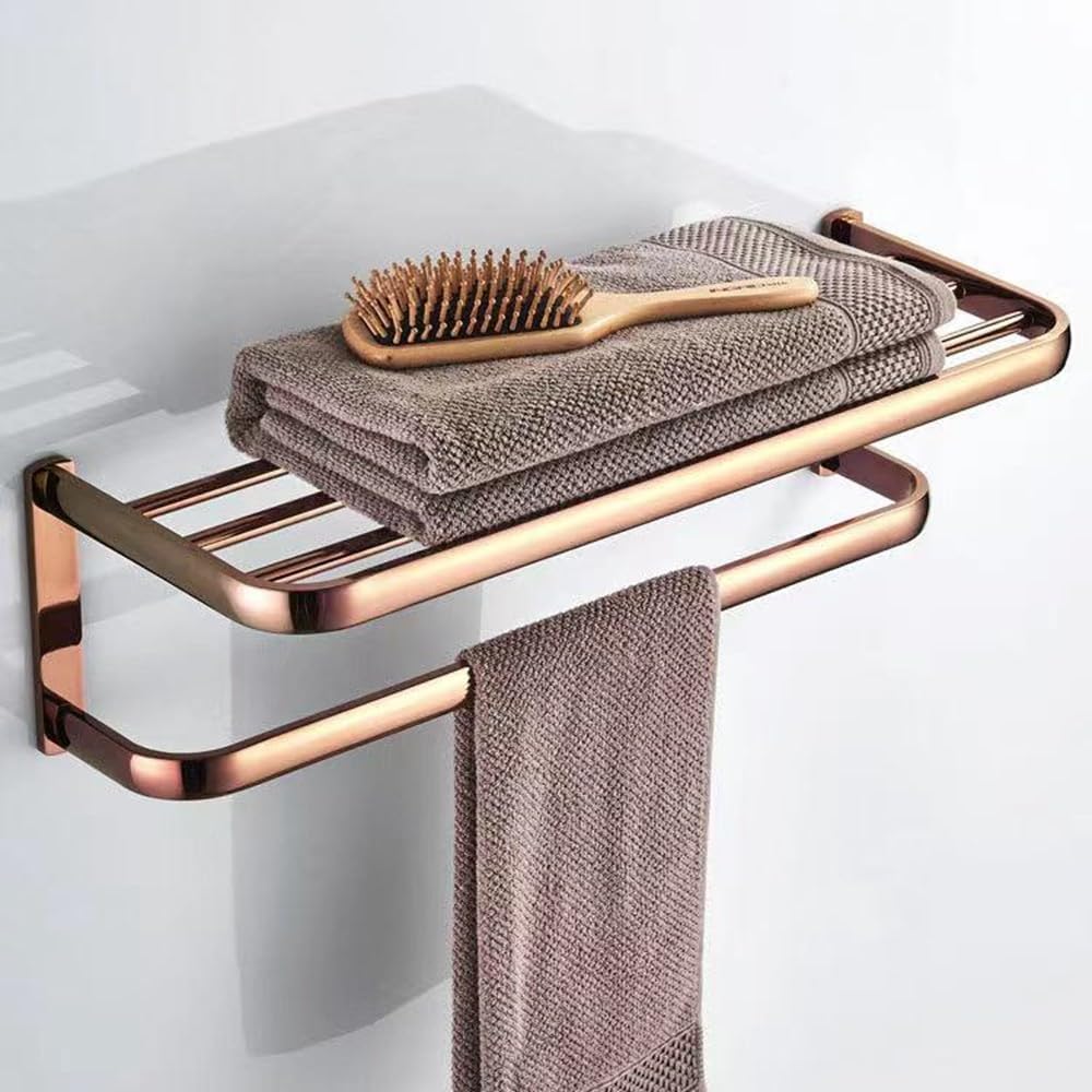 Biggers Luxury Rose Gold Copper Bathroom Accessories Set Paper Holder Towel bar soap Dish Tumbler Holder,Tower hanger1