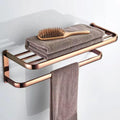 Biggers Luxury Rose Gold Copper Bathroom Accessories Set Paper Holder Towel bar soap Dish Tumbler Holder,Tower hanger1