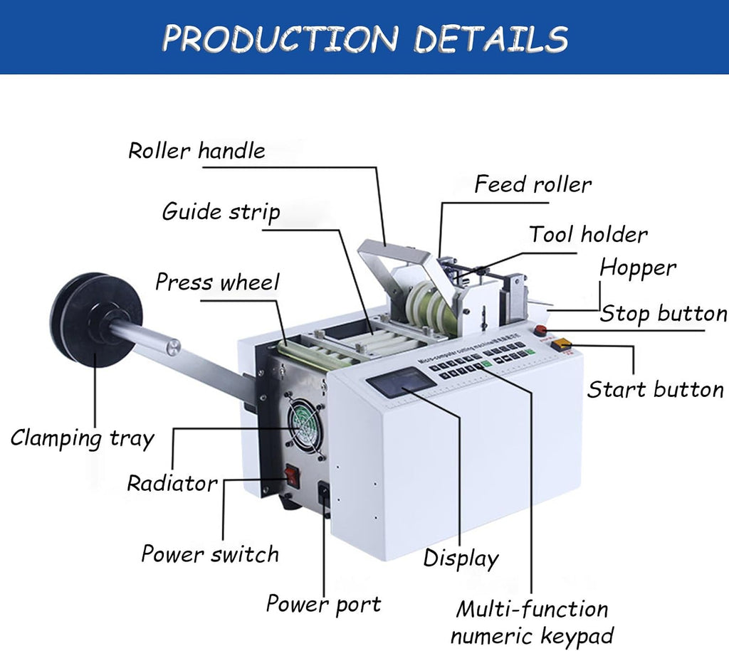 Heat-Shrink Tube Cutting Machine, Electric Tube Cable Pipe with LCD Display, Cutting Length 1-9999.9mm, for Sleeve Rubber/Plastic Tube, Safe to Use 300D