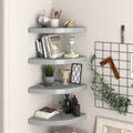 Set of 4 Gray Honeycomb MDF Floating Corner Shelves Wall Mounted for Modern Home Decor and Space Saving Storage