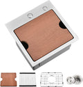 Bar Sink Drop In-VASOYO-18x18 Inch Small Kitchen Sink Drop In Rv Sinks 16 Gauge Stainless Steel Small Wet Bar Sinks Deep Single Bowl Outdoor Basin with Cutting Board
