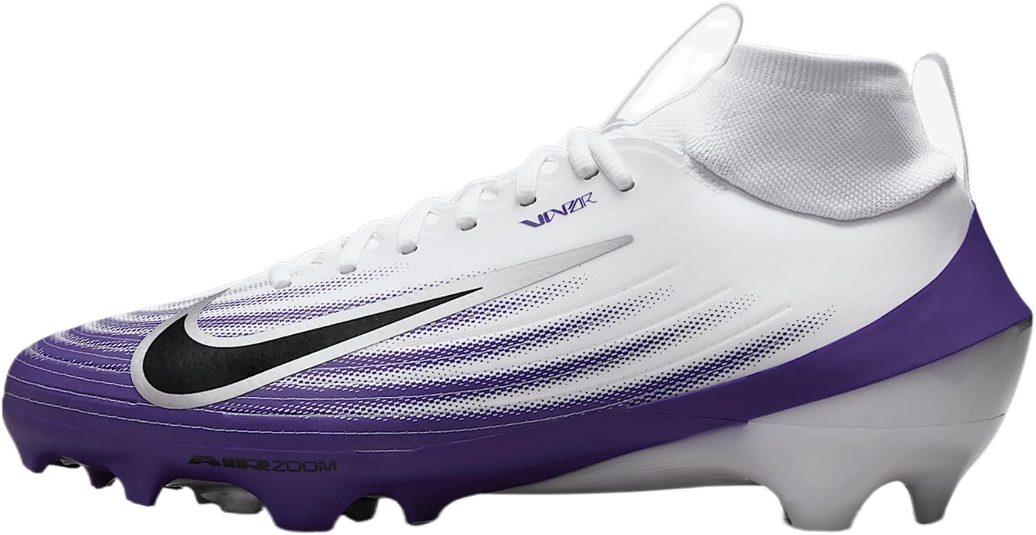 Nike Vapor Pro 1 Football Cleats (HM8850-104, White/Midnight Navy/Metallic Silver/Black)