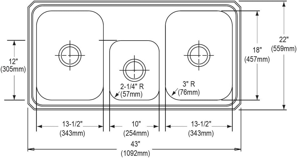 Elkay CMR43223 Sink, 43' x 22', Bright Satin
